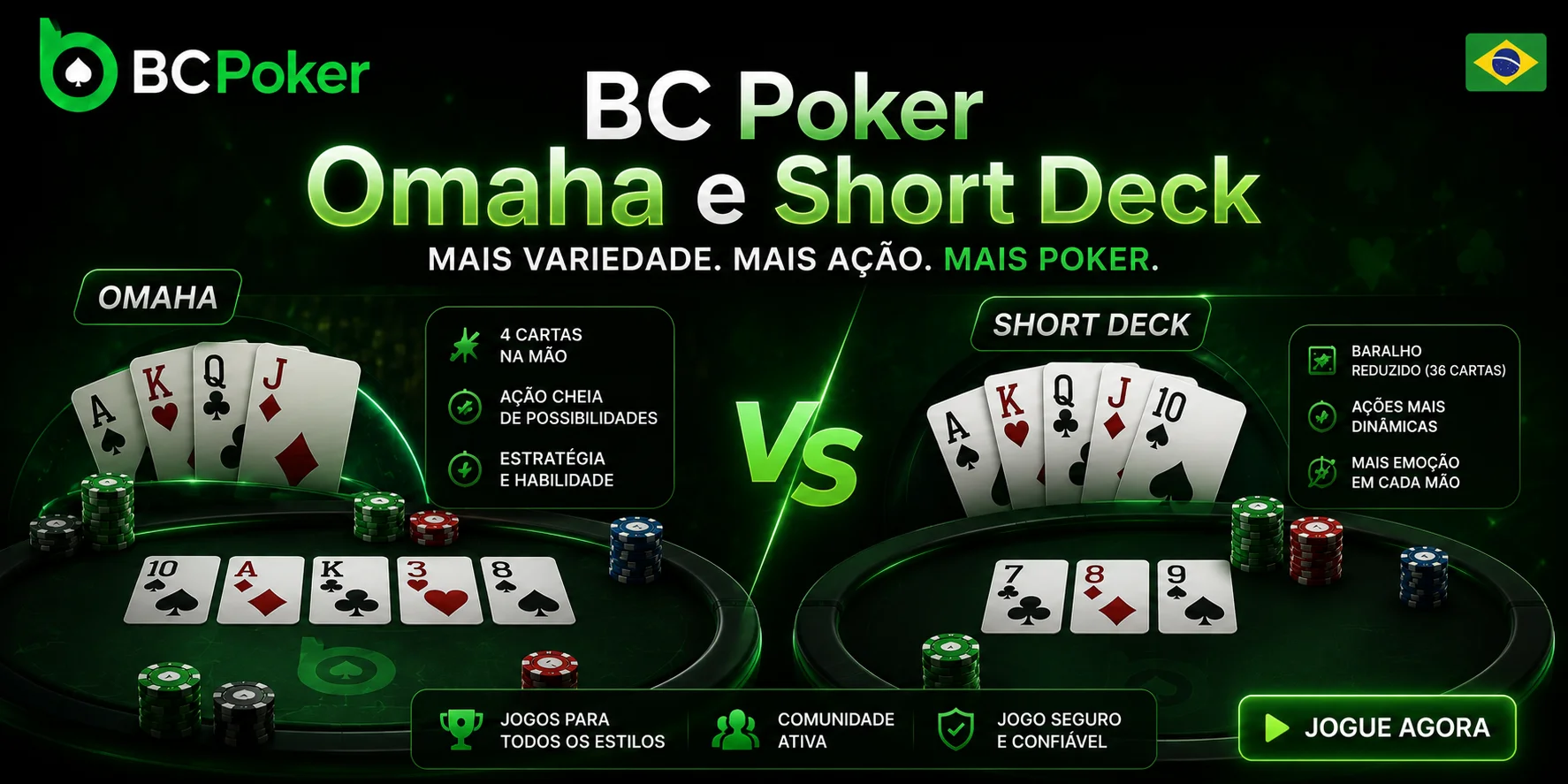 BC Poker Omaha and Short Deck poker variants banner